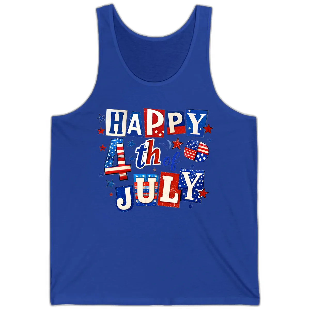 Happy Fourth of July Patriotic Letters Tank in True Royal