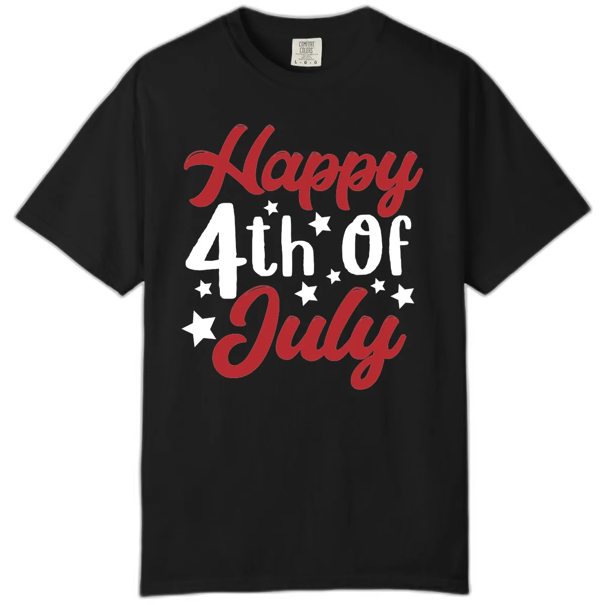 Happy Fourth Of July Star Celebration Comfort Color in Black