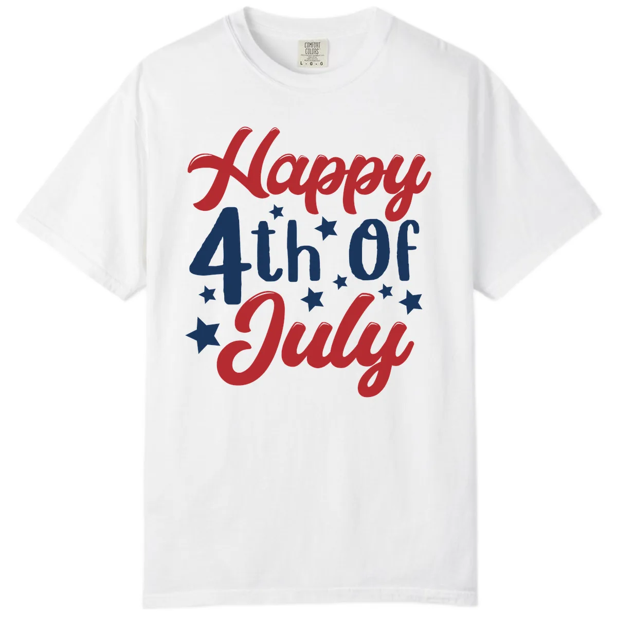 Happy Fourth Of July Star Celebration Comfort Color in White