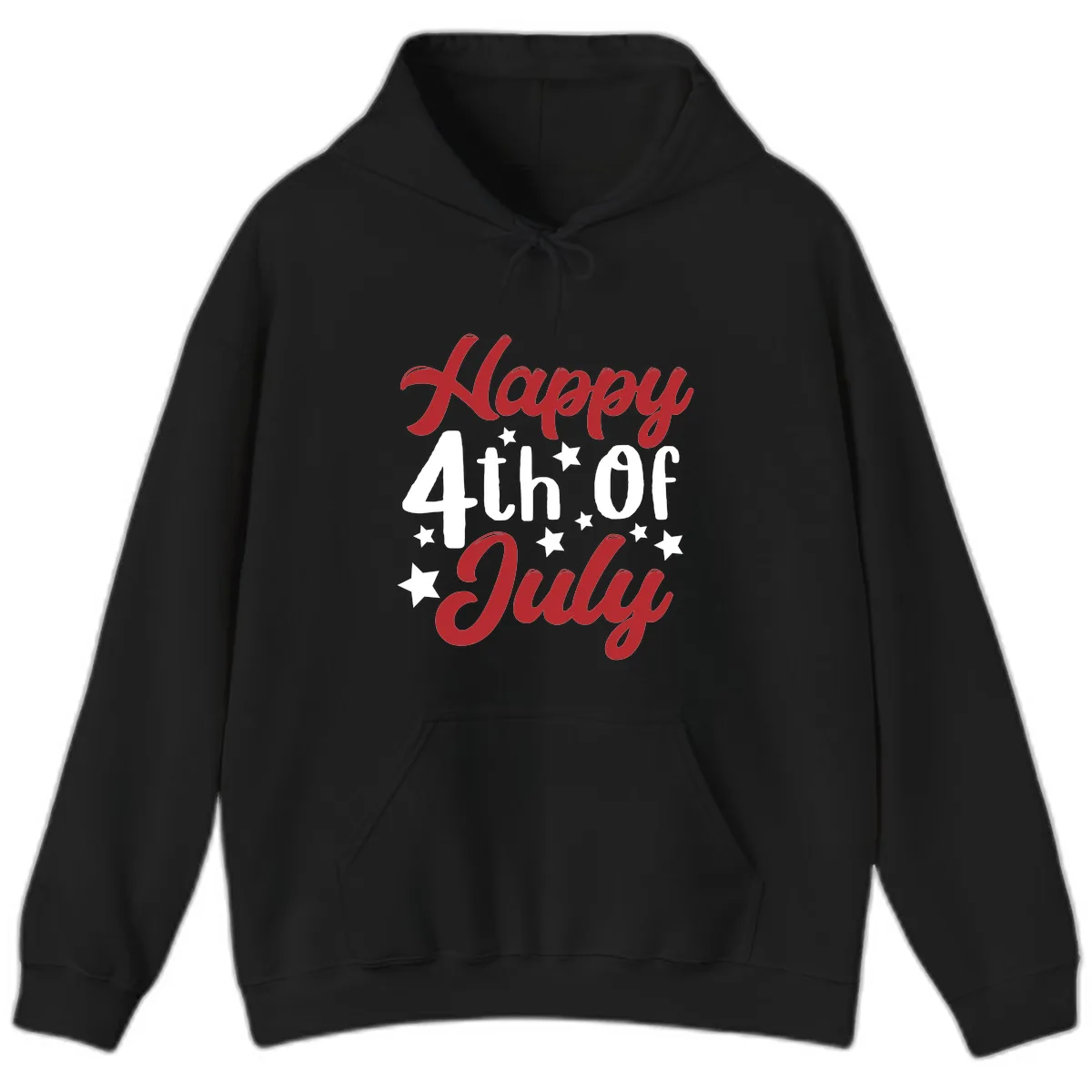 Happy Fourth Of July Star Celebration Hoodie in Black
