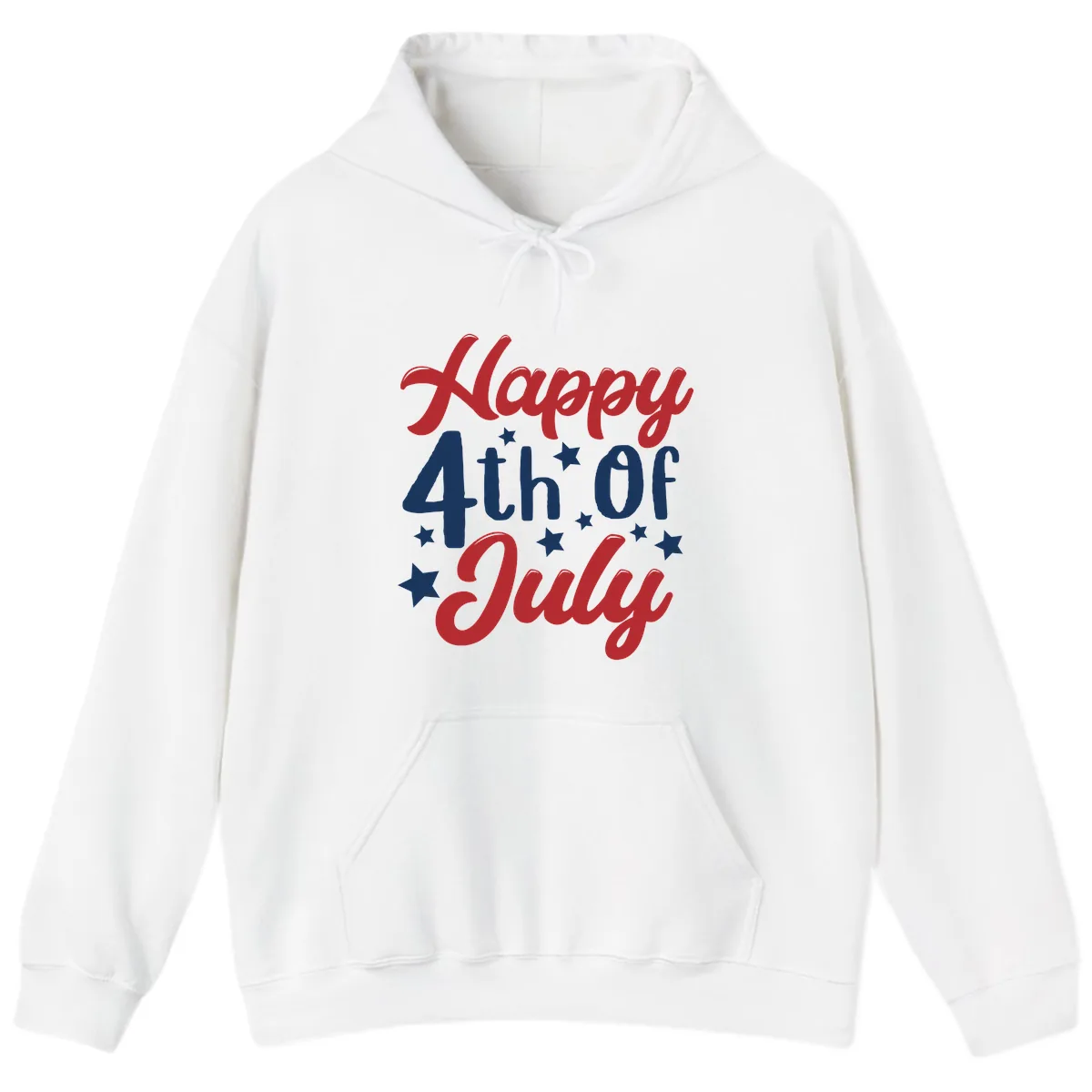 Happy Fourth Of July Star Celebration Hoodie in White
