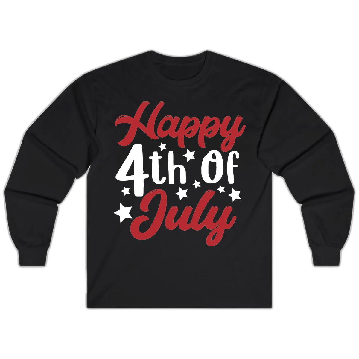 Happy Fourth Of July Star Celebration Long Sleeve in Black