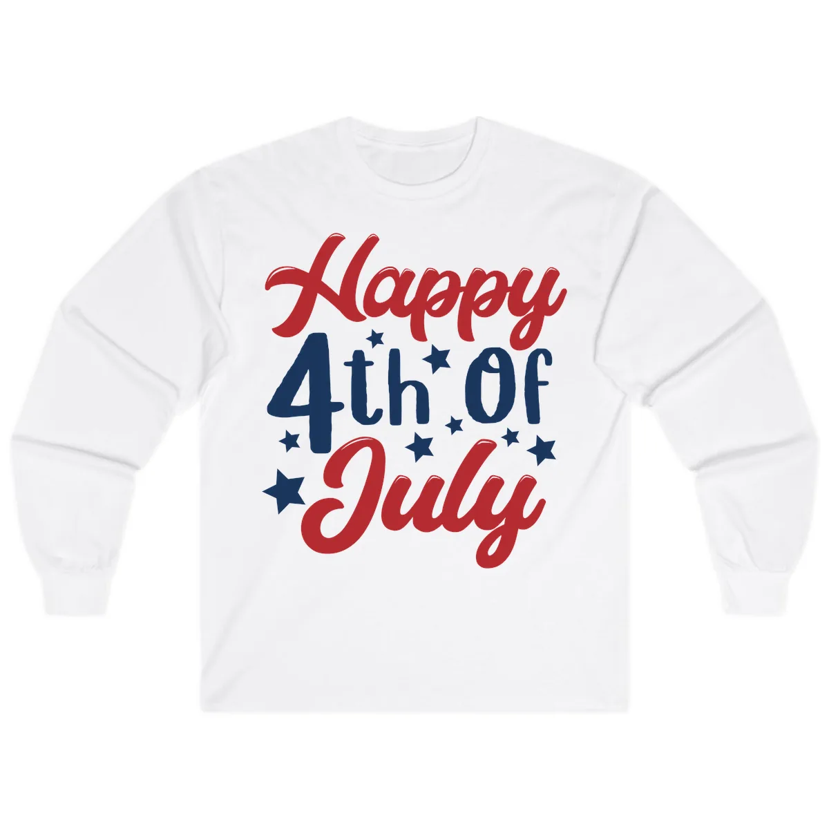 Happy Fourth Of July Star Celebration Long Sleeve in White