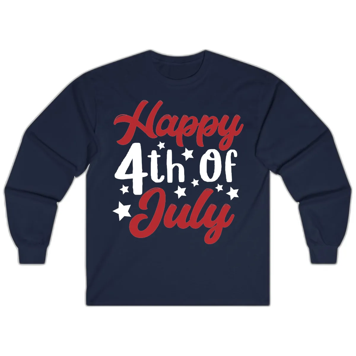 Happy Fourth Of July Star Celebration Long Sleeve in Navy