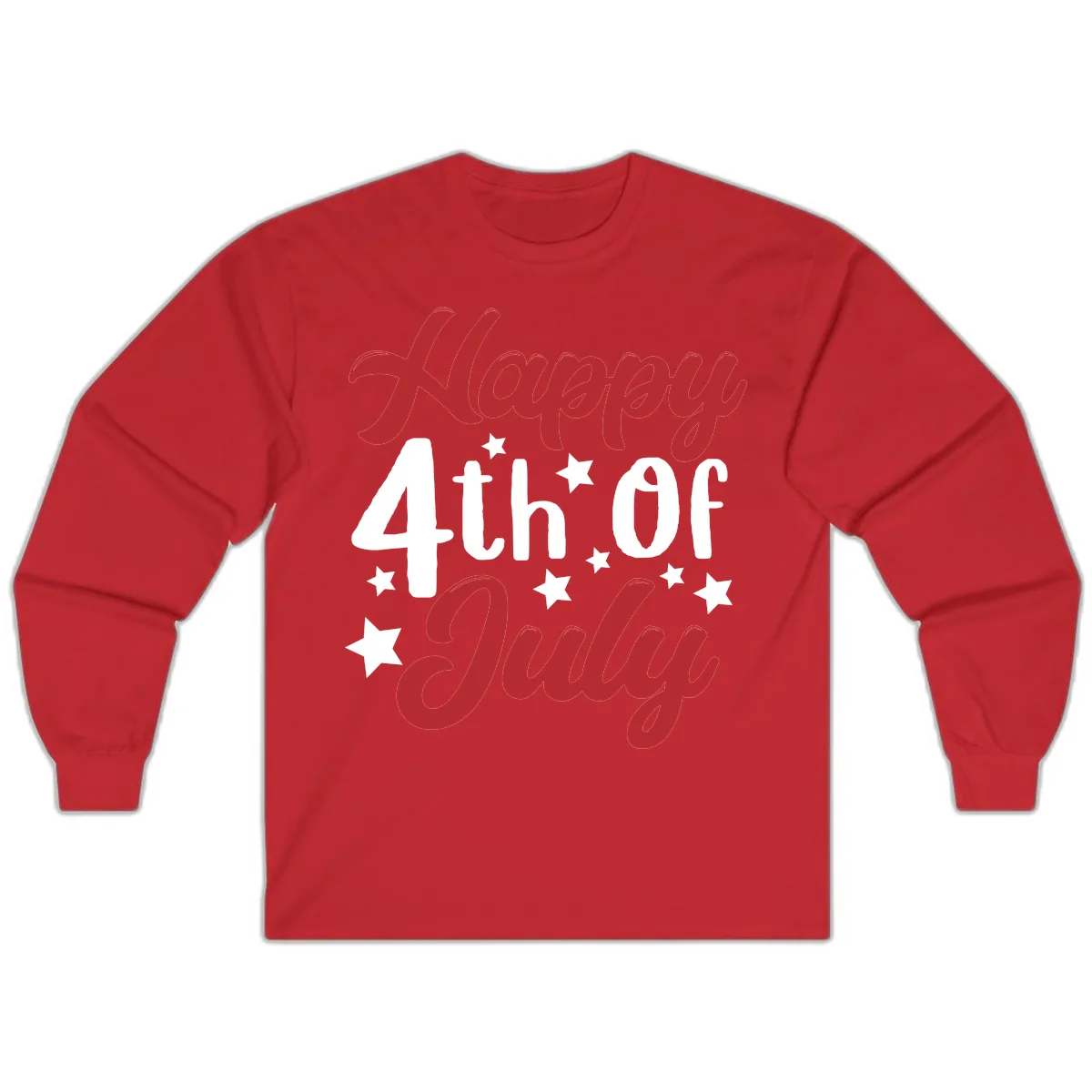 Happy Fourth Of July Star Celebration Long Sleeve in Red