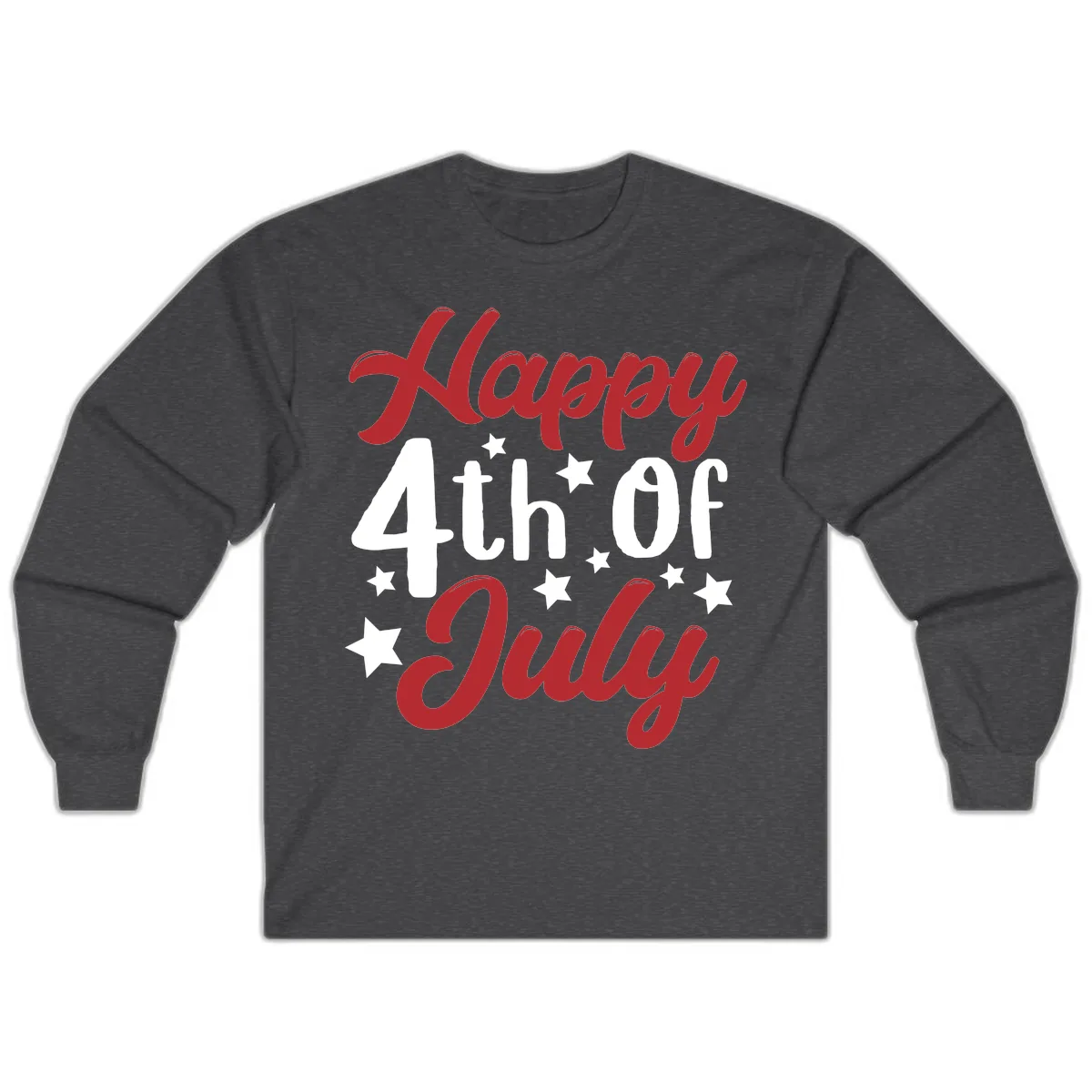 Happy Fourth Of July Star Celebration Long Sleeve in Dark Heather
