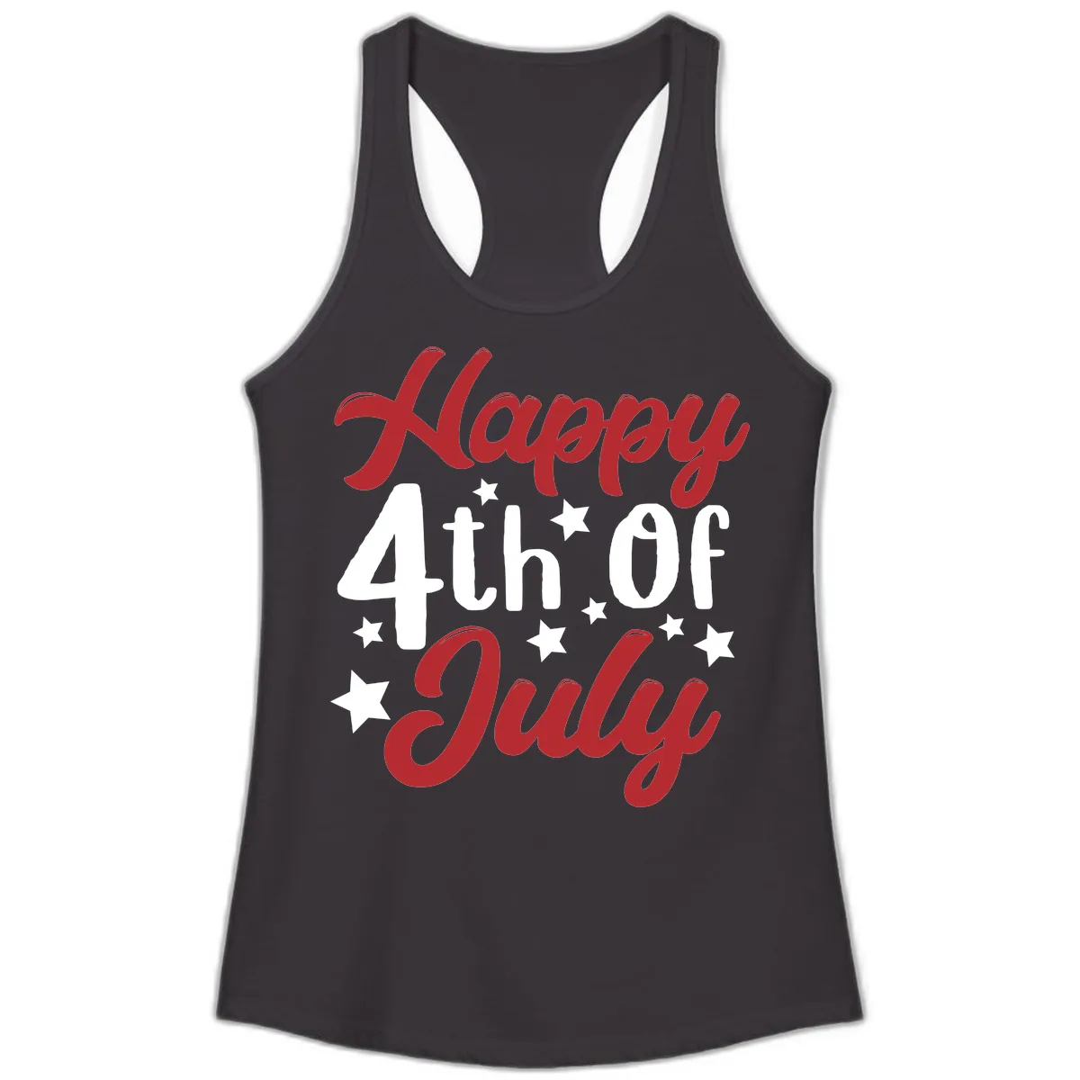 Happy Fourth Of July Star Celebration Ladies Tank in Black