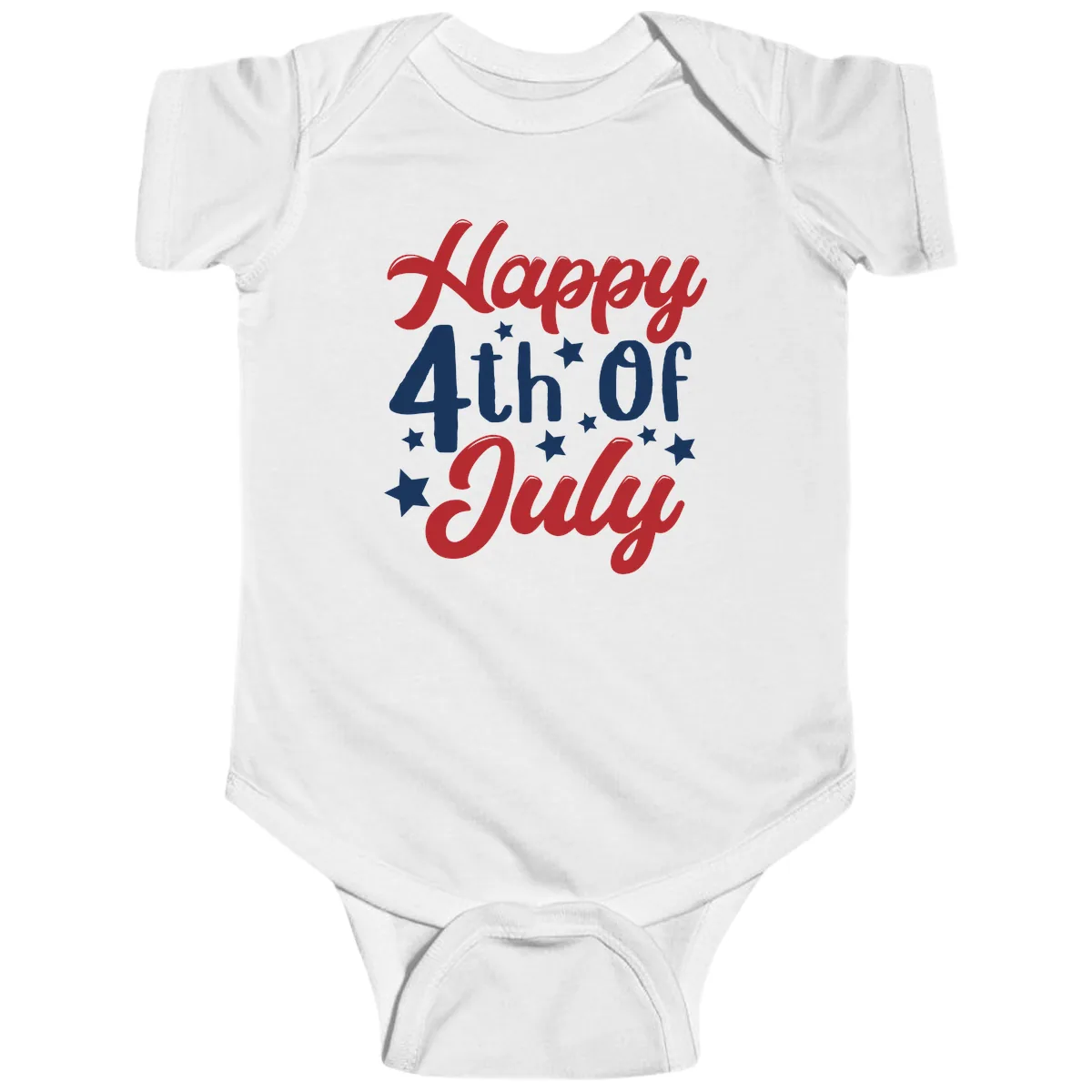 Happy Fourth Of July Star Celebration Baby Onesie in White