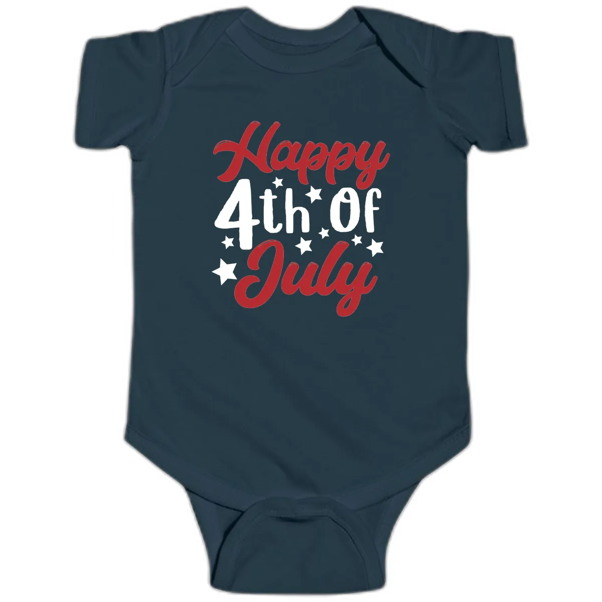 Happy Fourth Of July Star Celebration Baby Onesie in Navy