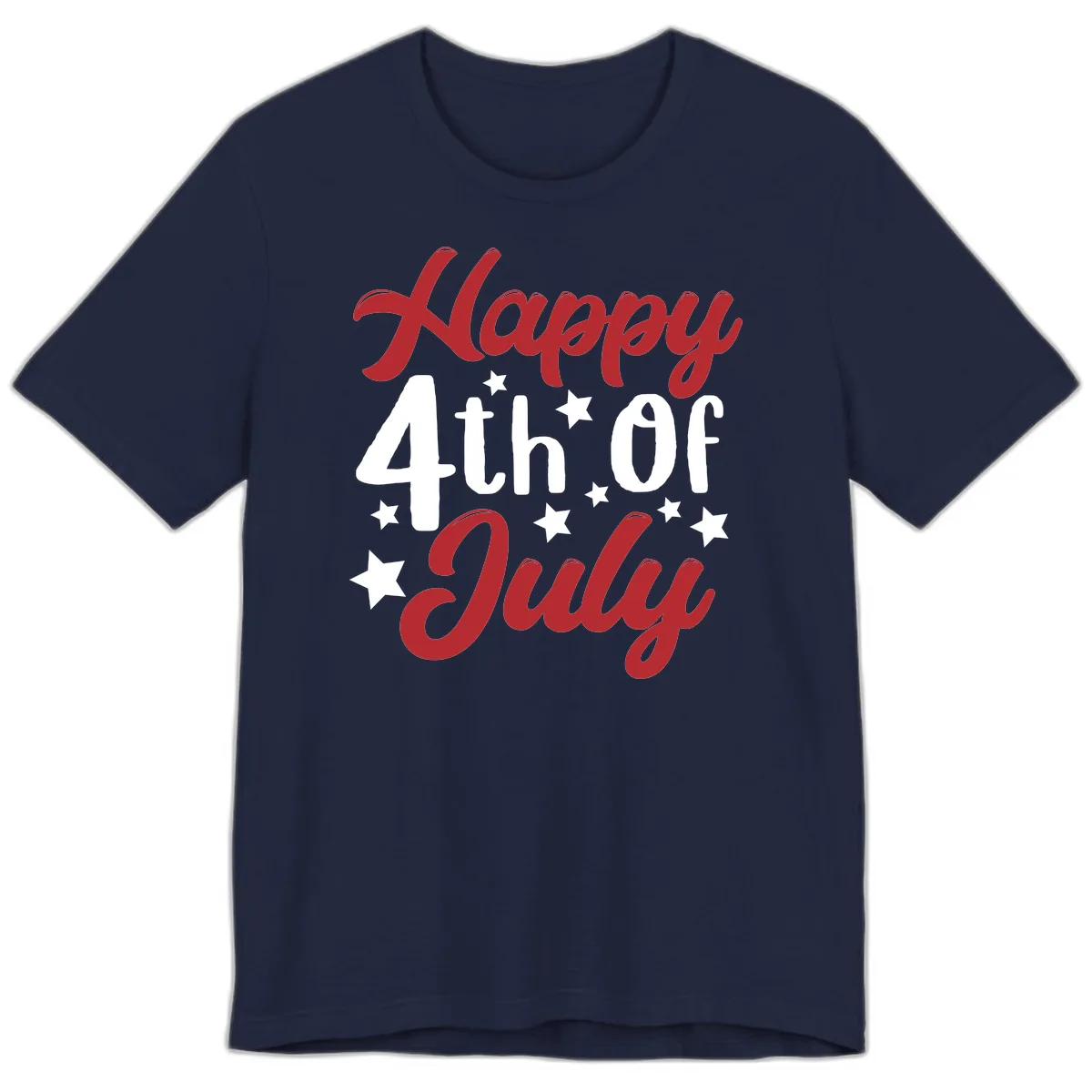 Happy Fourth Of July Star Celebration Premium T-Shirt in Navy