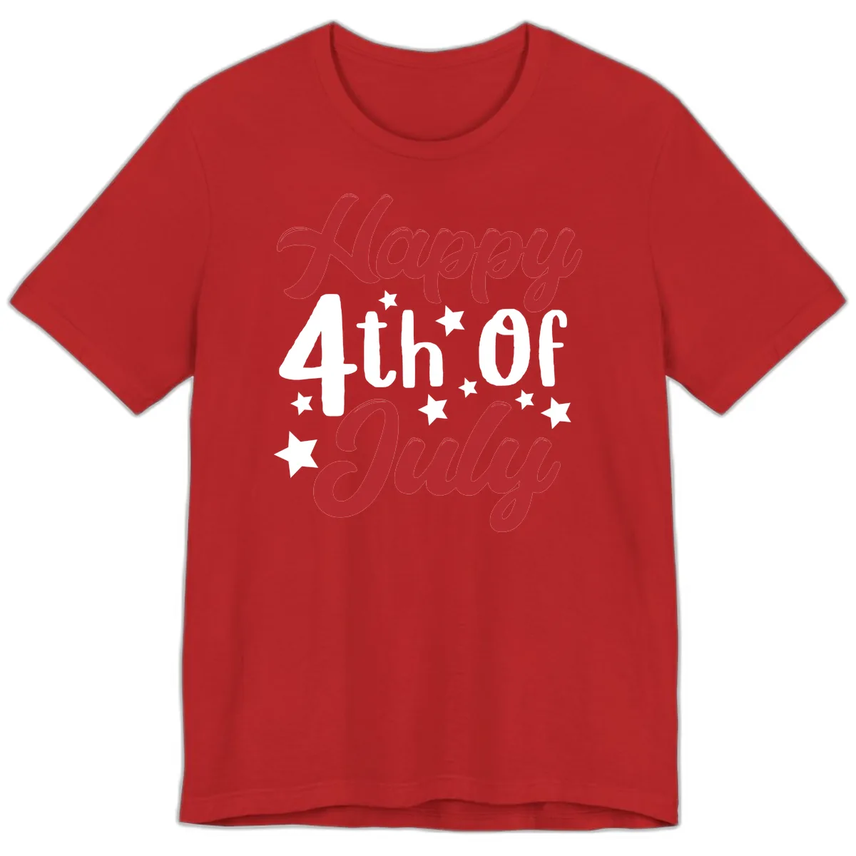 Happy Fourth Of July Star Celebration Premium T-Shirt in Red