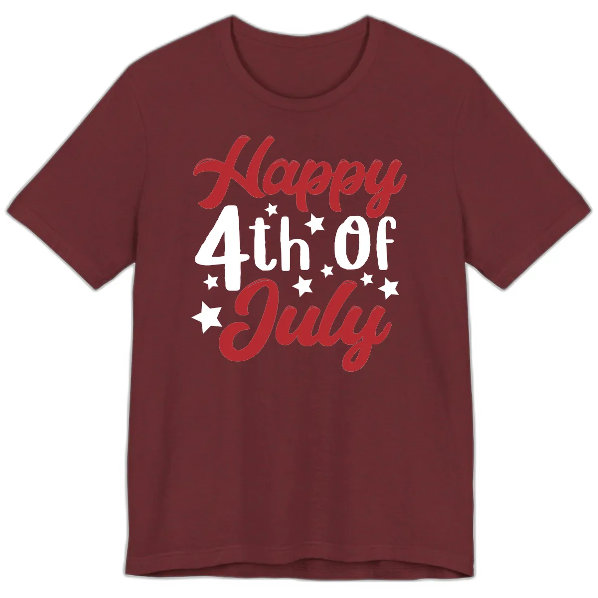 Happy Fourth Of July Star Celebration Premium T-Shirt in Heather Cardinal