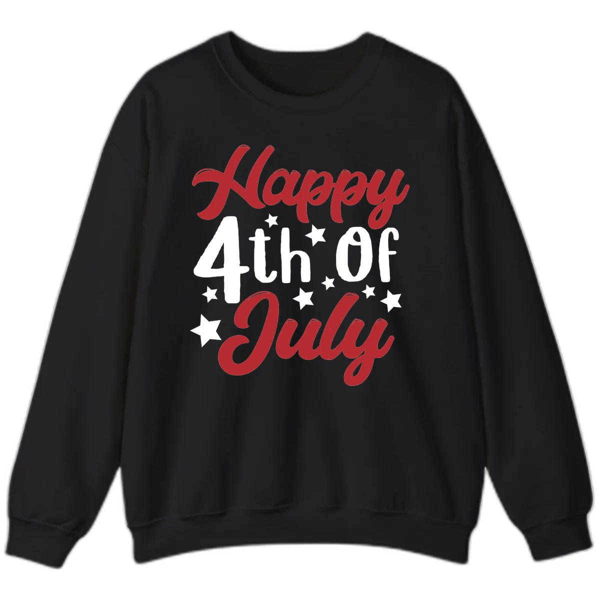 Happy Fourth Of July Star Celebration Sweatshirt in Black