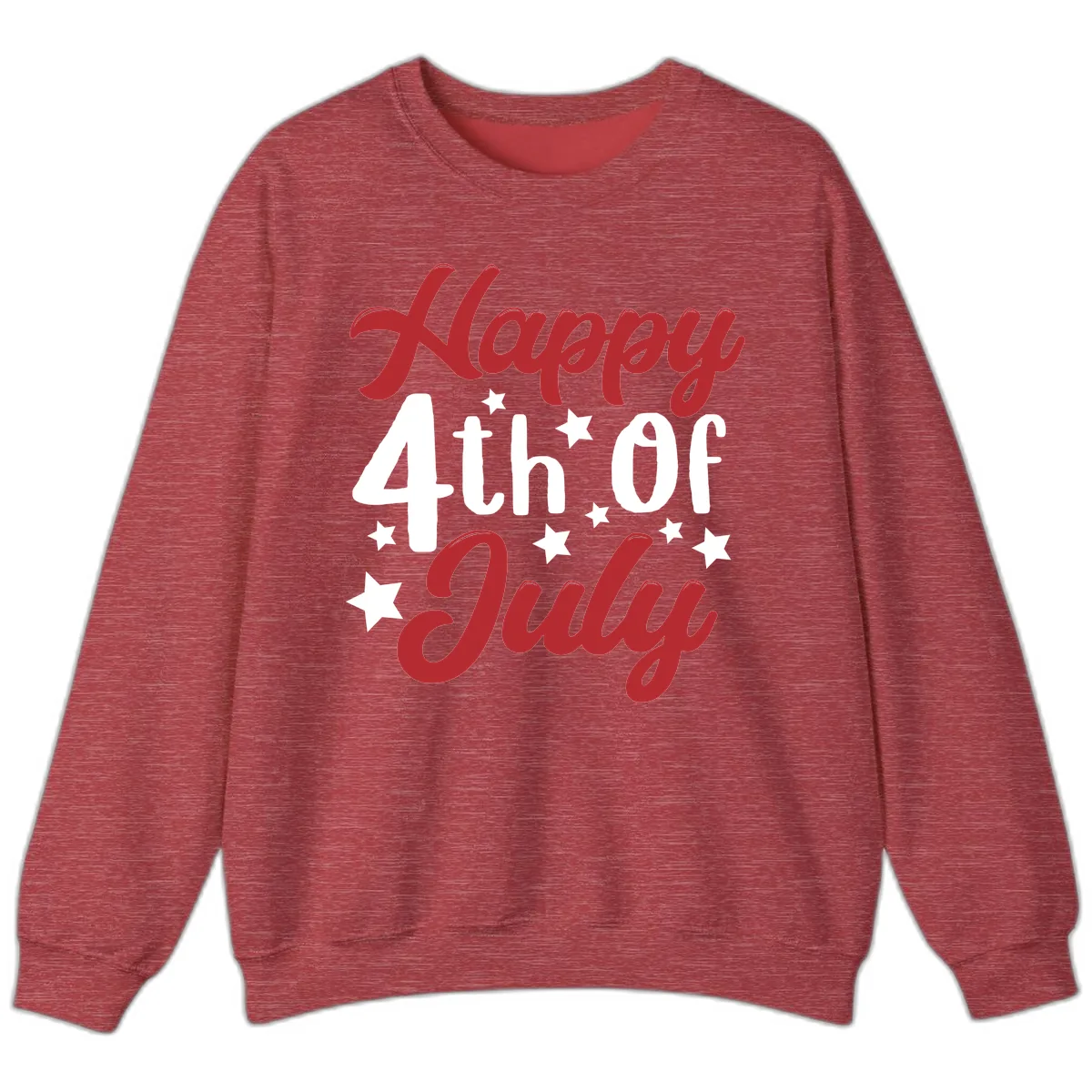 Happy Fourth Of July Star Celebration Sweatshirt in Heather Scarlet Red