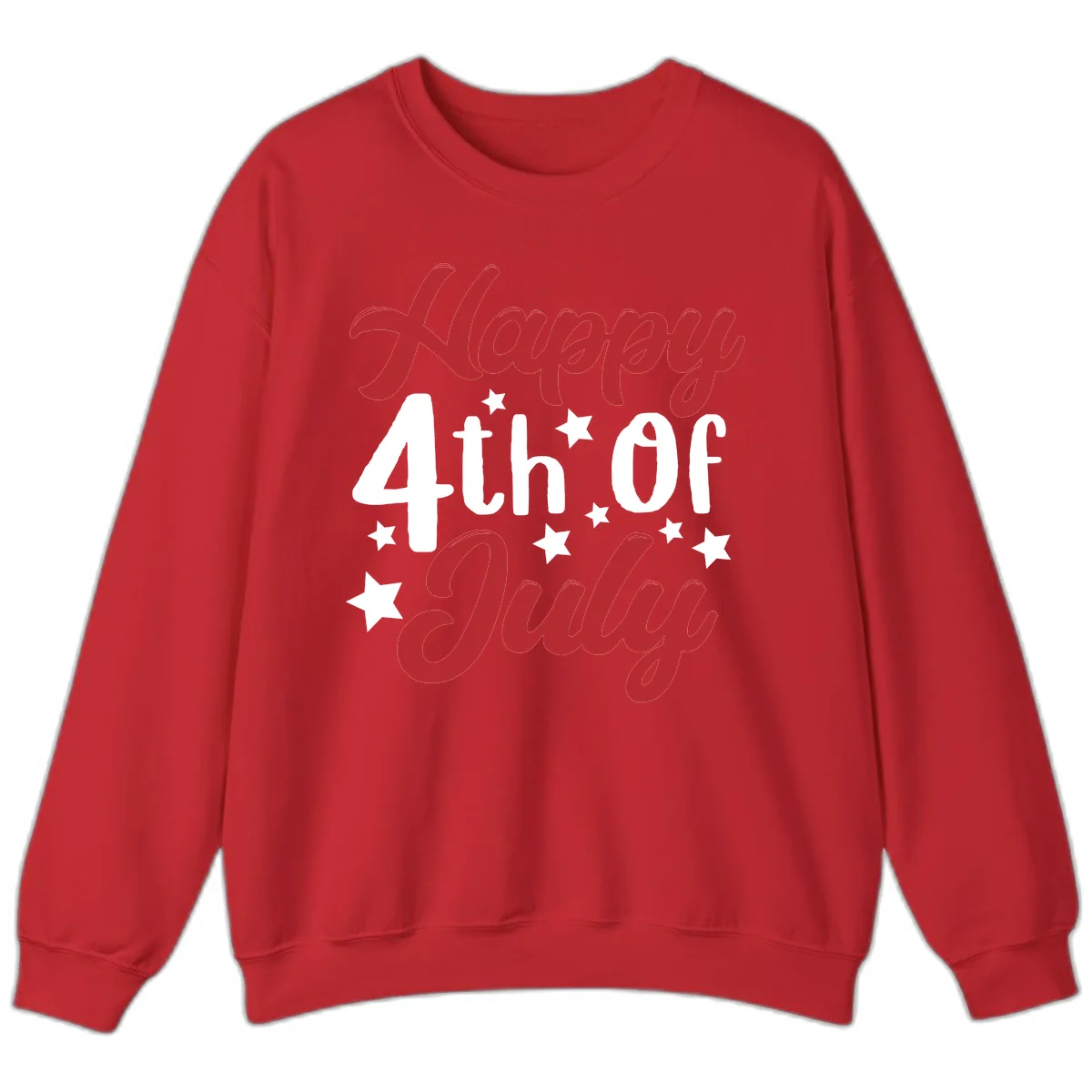 Happy Fourth Of July Star Celebration Sweatshirt in Red