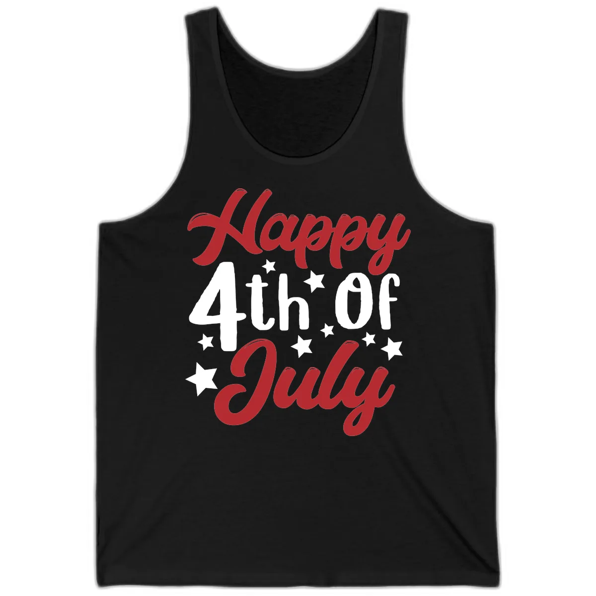 Happy Fourth Of July Star Celebration Tank in Black