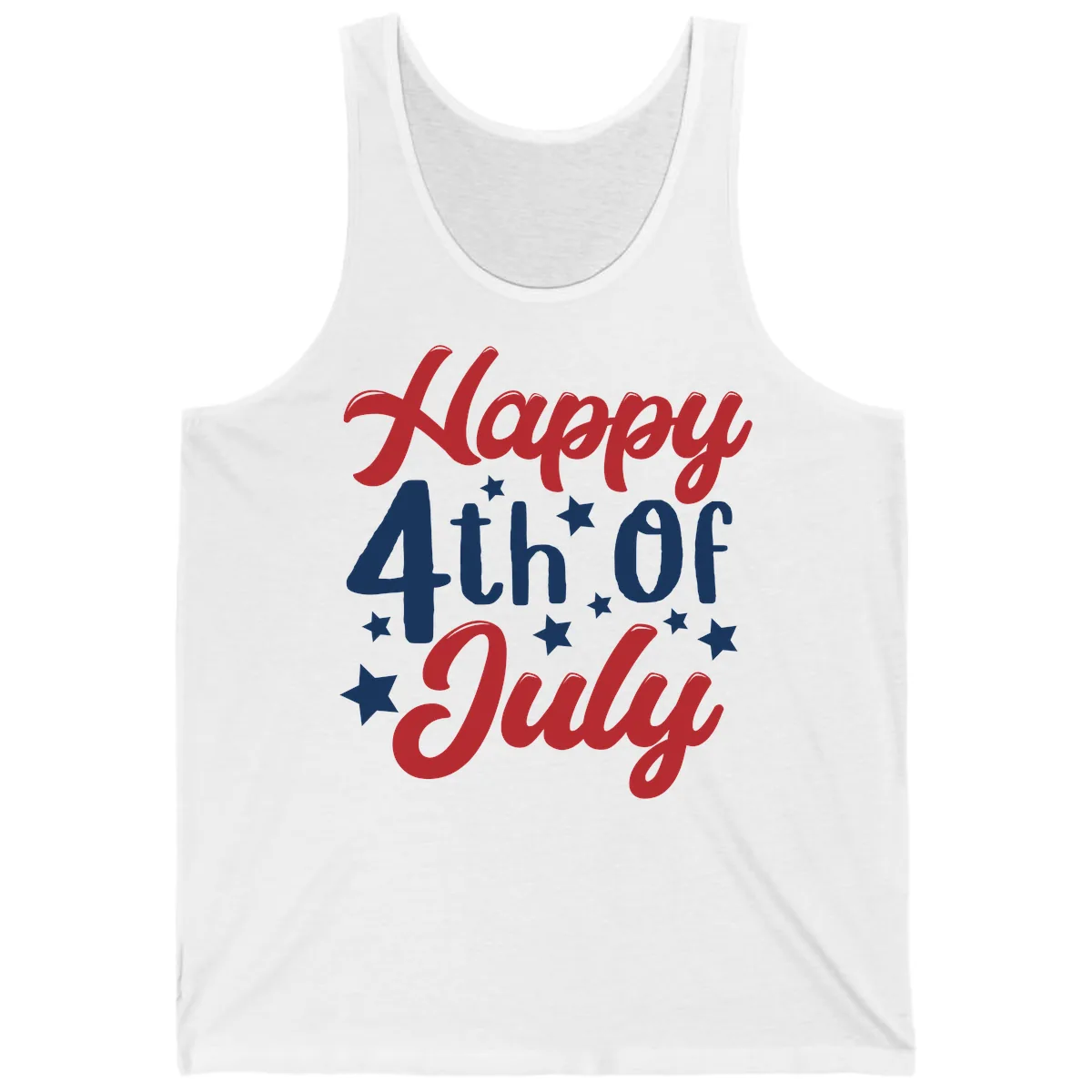 Happy Fourth Of July Star Celebration Tank in White
