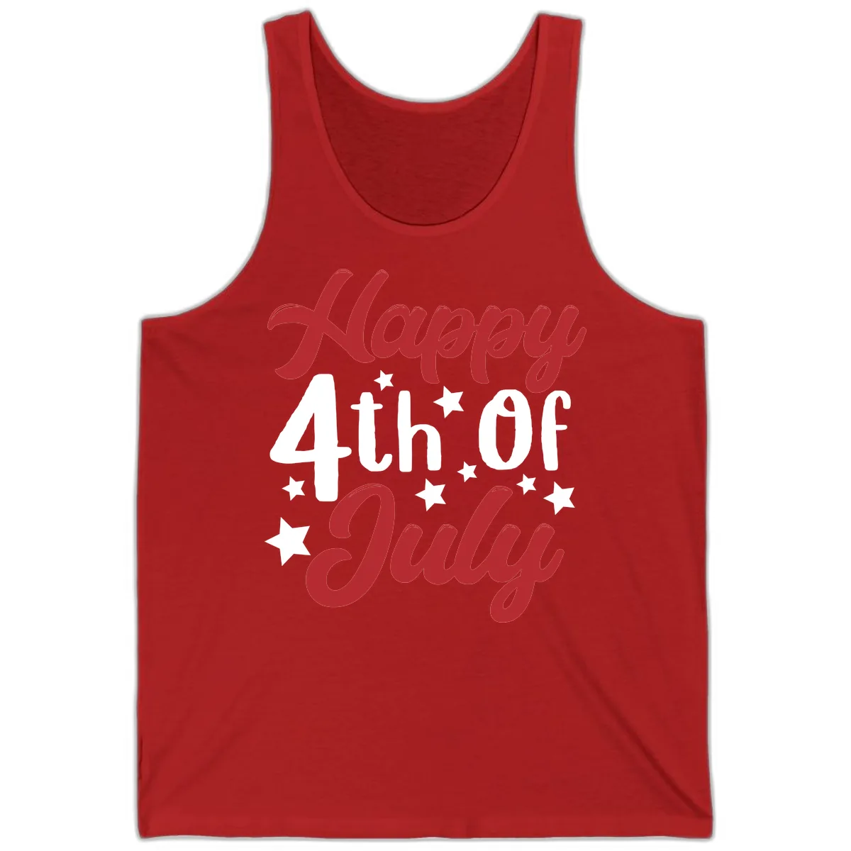 Happy Fourth Of July Star Celebration Tank in Red
