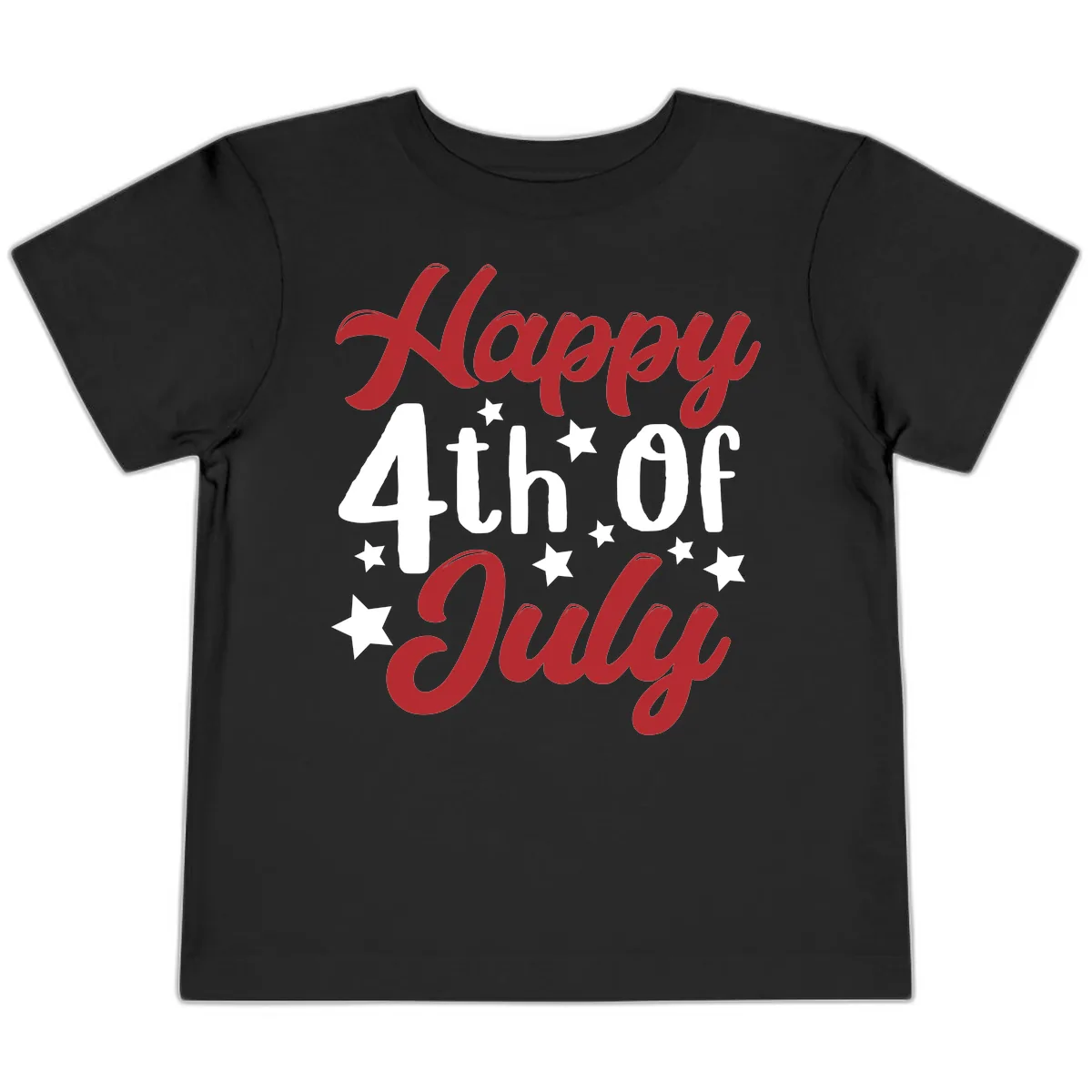 Happy Fourth Of July Star Celebration Toddler T-Shirt in Black