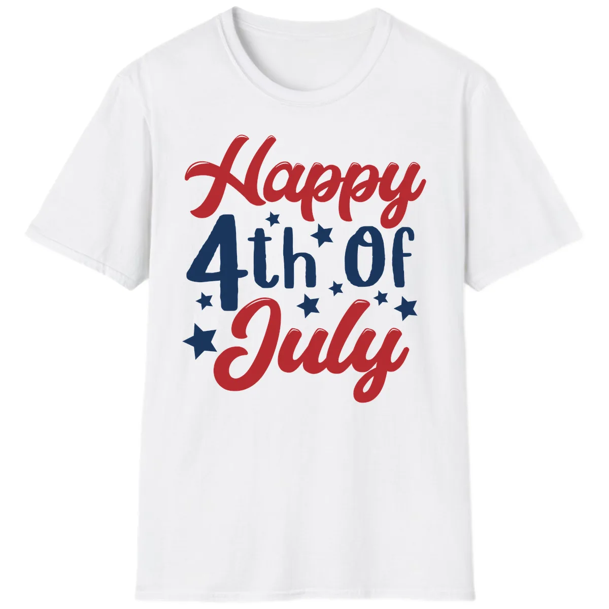 Happy Fourth Of July Star Celebration T-Shirt in White