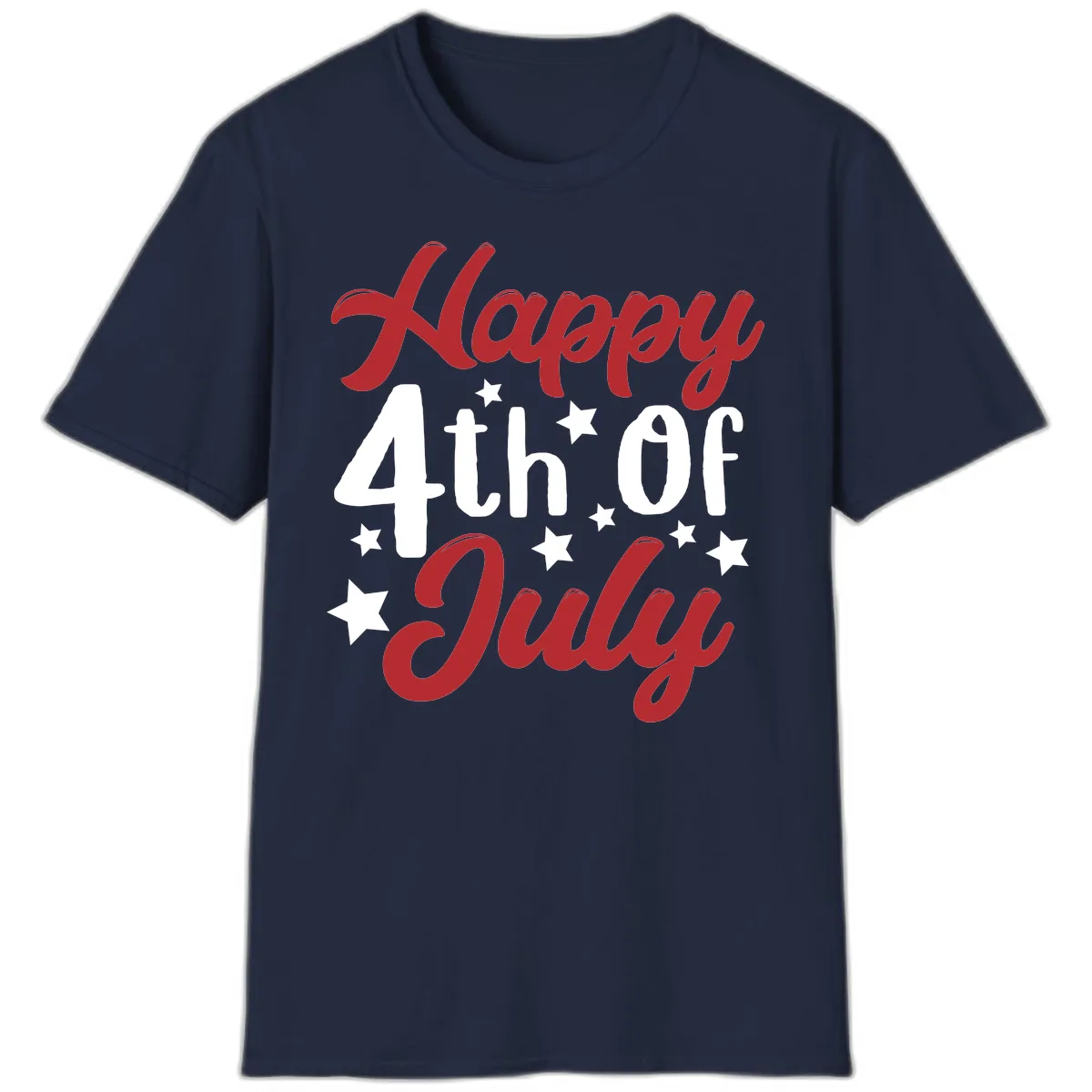 Happy Fourth Of July Star Celebration T-Shirt in Navy