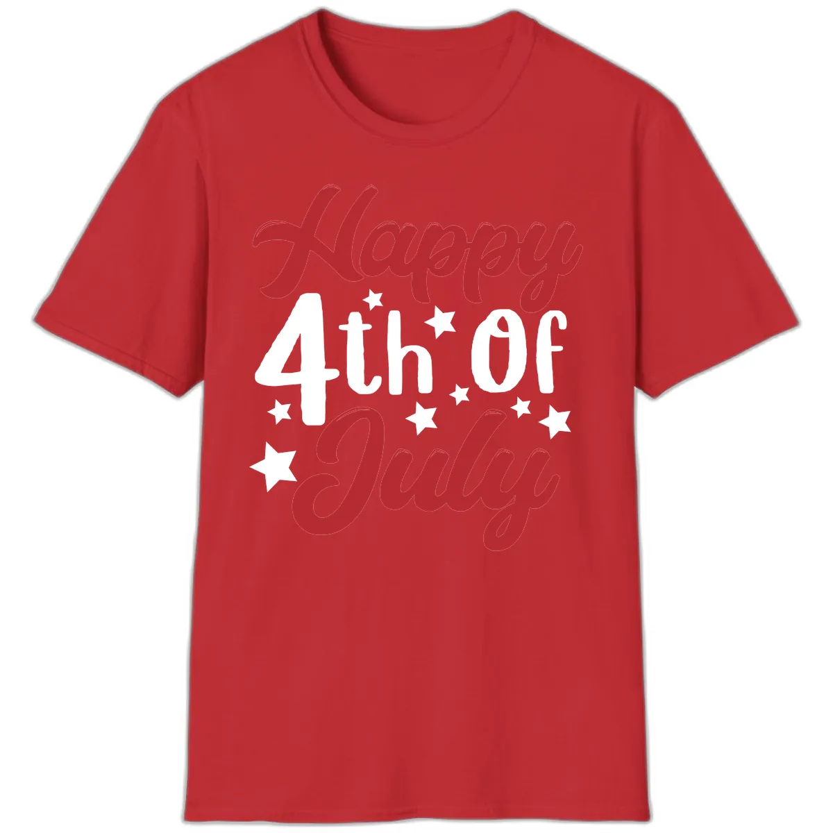 Happy Fourth Of July Star Celebration T-Shirt in Red