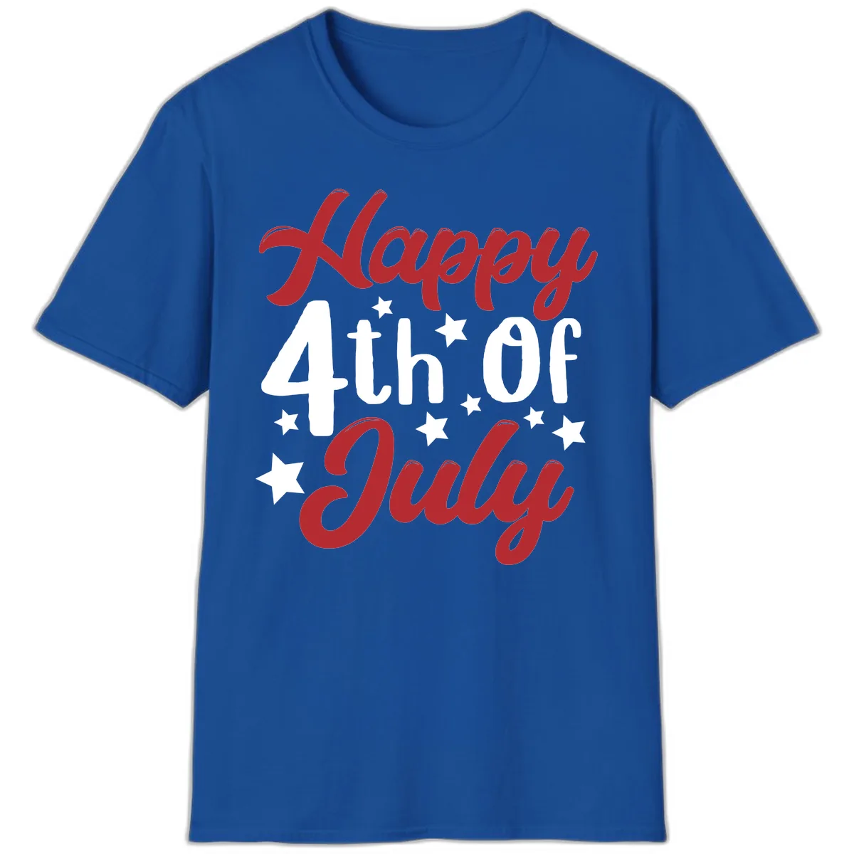 Happy Fourth Of July Star Celebration T-Shirt in Royal