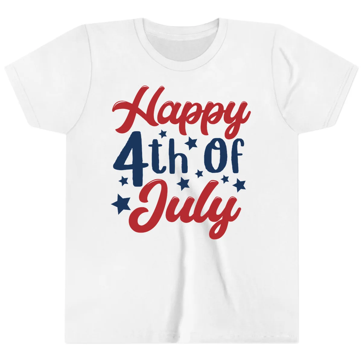 Happy Fourth Of July Star Celebration Youth T-Shirt in White
