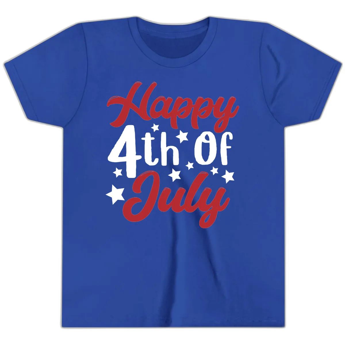 Happy Fourth Of July Star Celebration Youth T-Shirt in True Royal