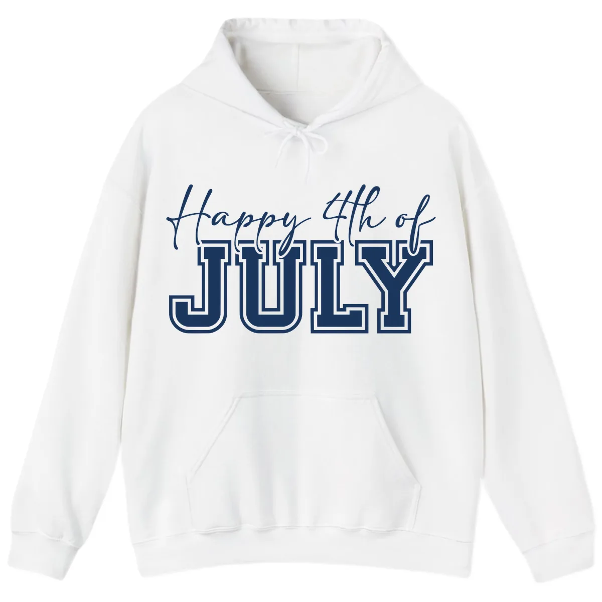 Happy 4th of July Patriotic Design Hoodie in White
