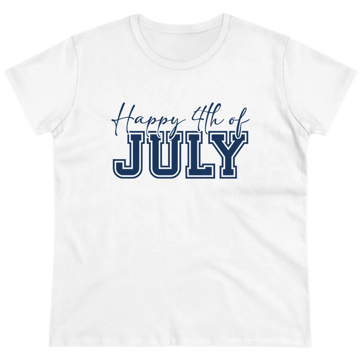 Happy 4th of July Patriotic Design Ladies Tee in White