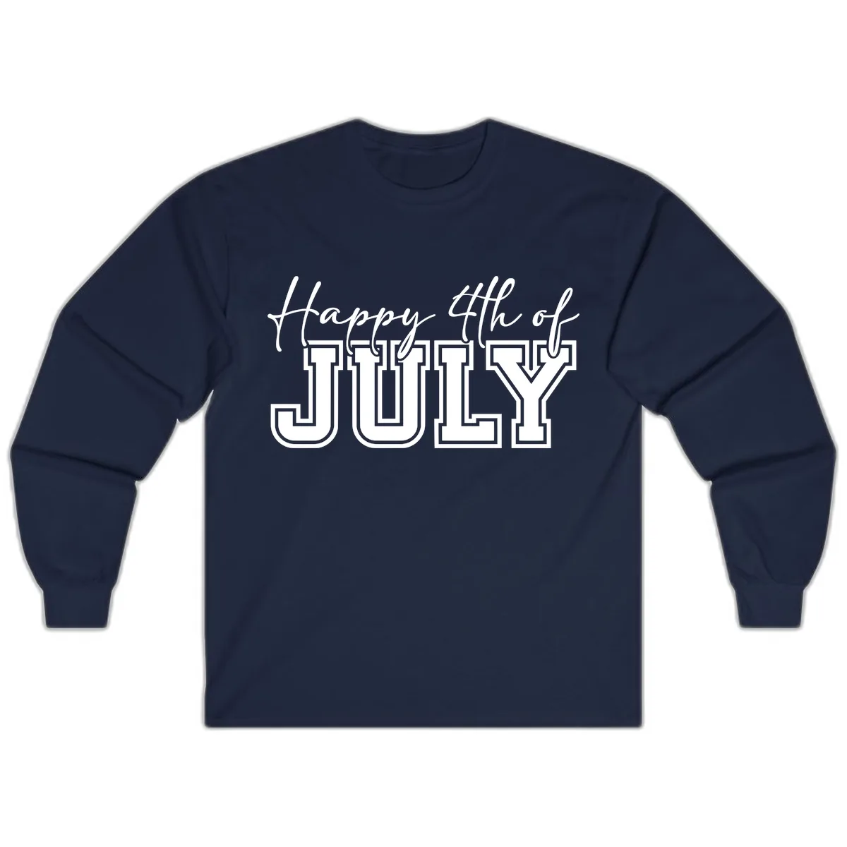 Happy 4th of July Patriotic Design Long Sleeve in Navy
