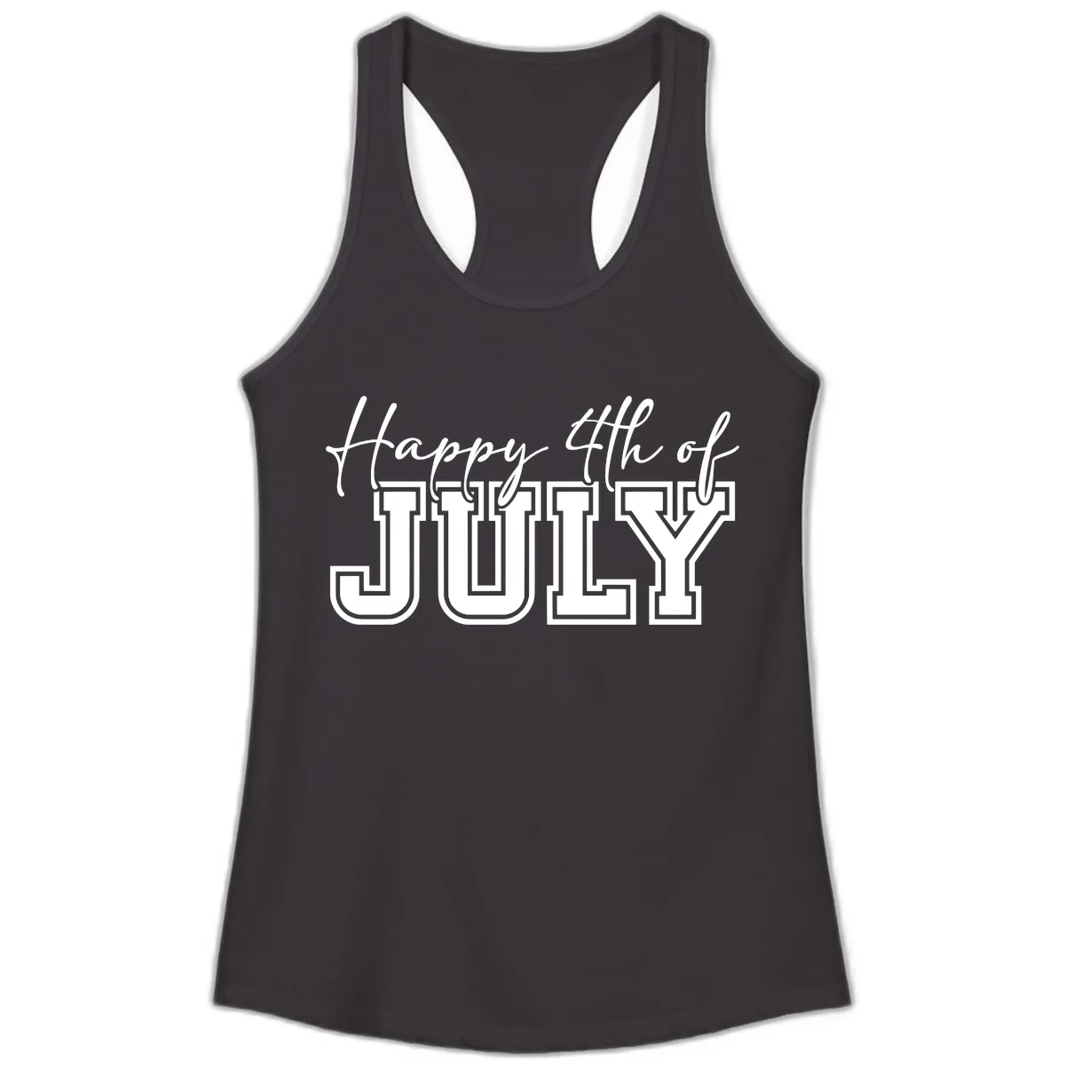 Happy 4th of July Patriotic Design Ladies Tank in Black