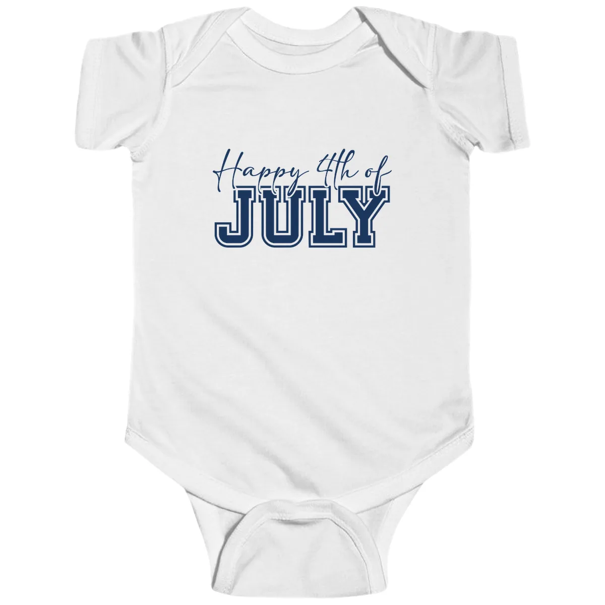 Happy 4th of July Patriotic Design Baby Onesie in White