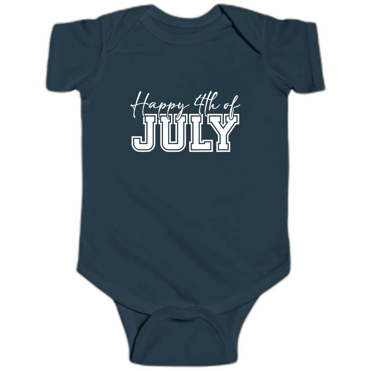 Happy 4th of July Patriotic Design Baby Onesie in Navy