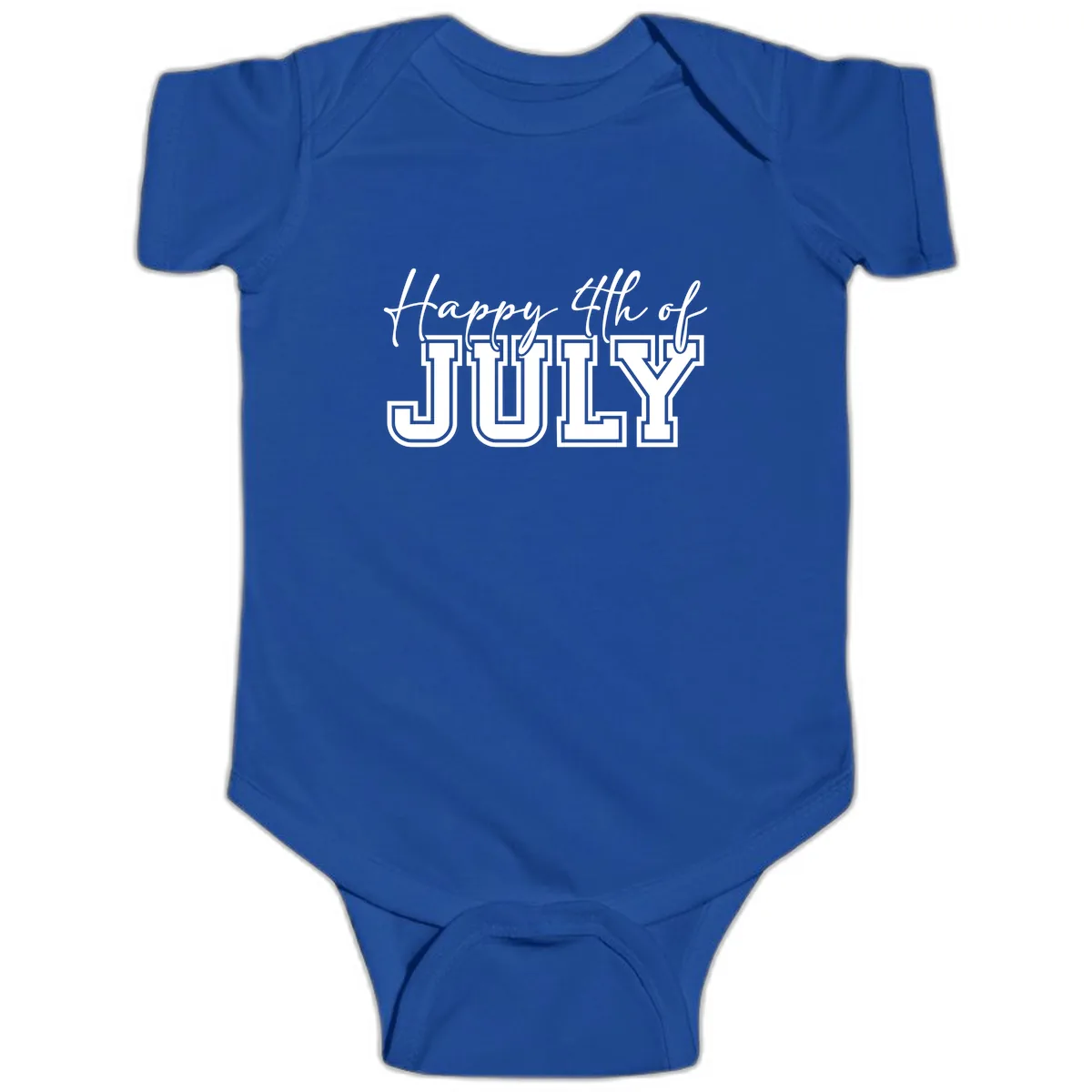 Happy 4th of July Patriotic Design Baby Onesie in Royal