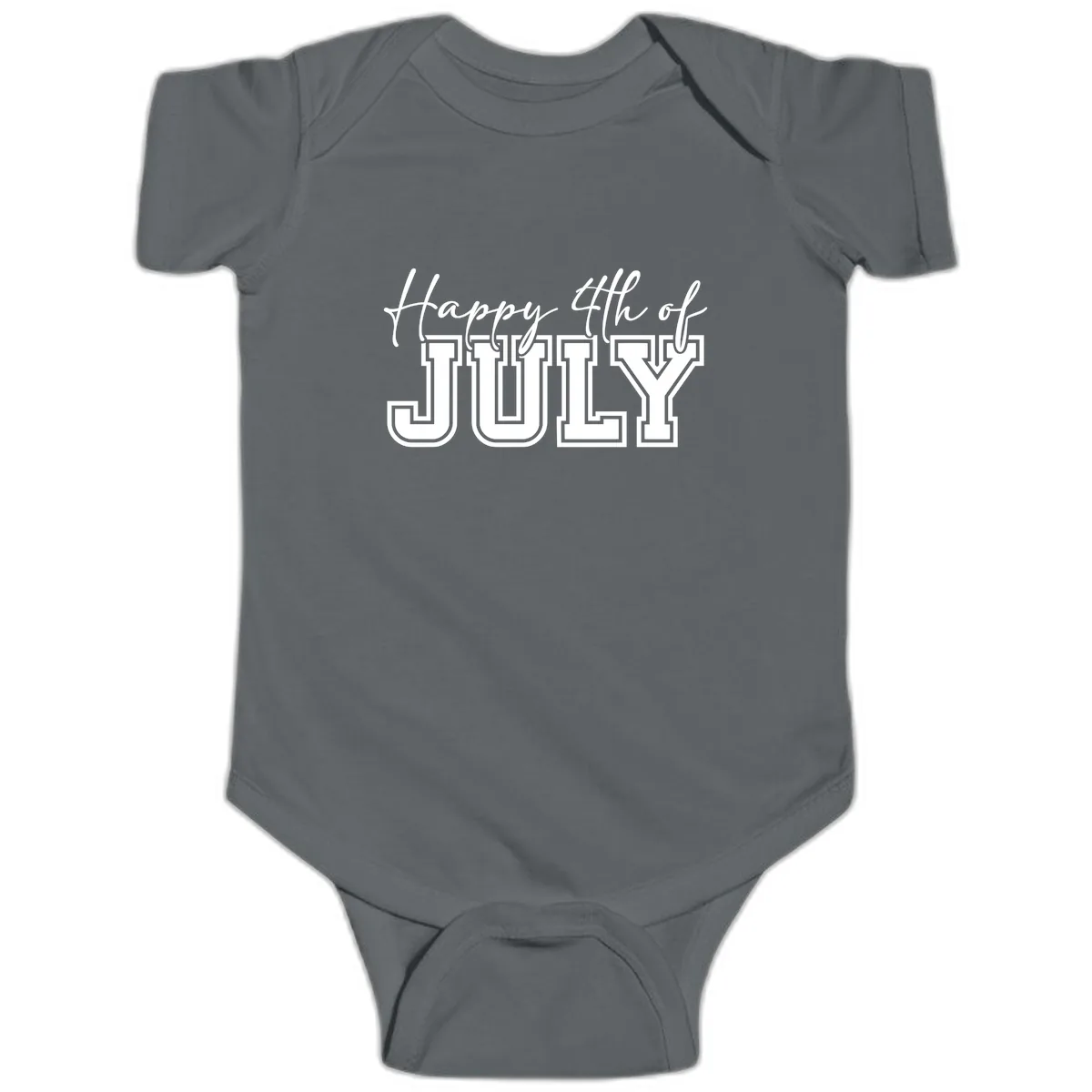 Happy 4th of July Patriotic Design Baby Onesie in Charcoal