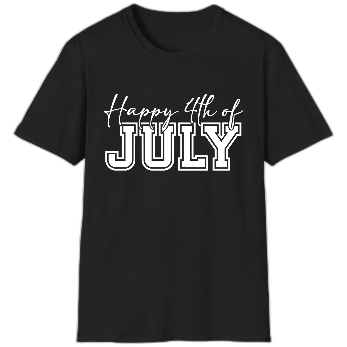 Happy 4th of July Patriotic Design T-Shirt in Black