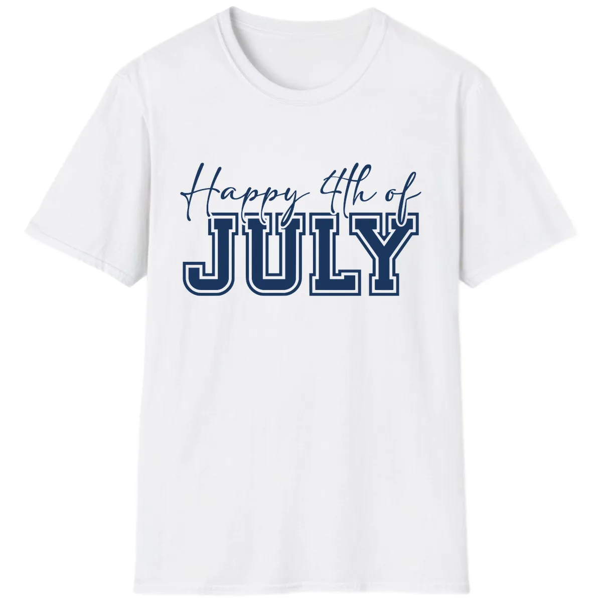 Happy 4th of July Patriotic Design T-Shirt in White