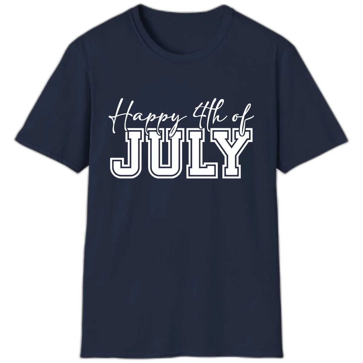Happy 4th of July Patriotic Design T-Shirt in Navy