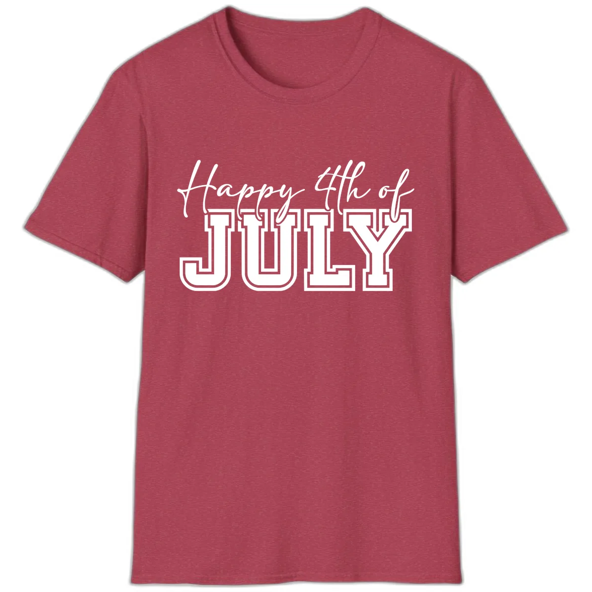 Happy 4th of July Patriotic Design T-Shirt in Heather Cardinal