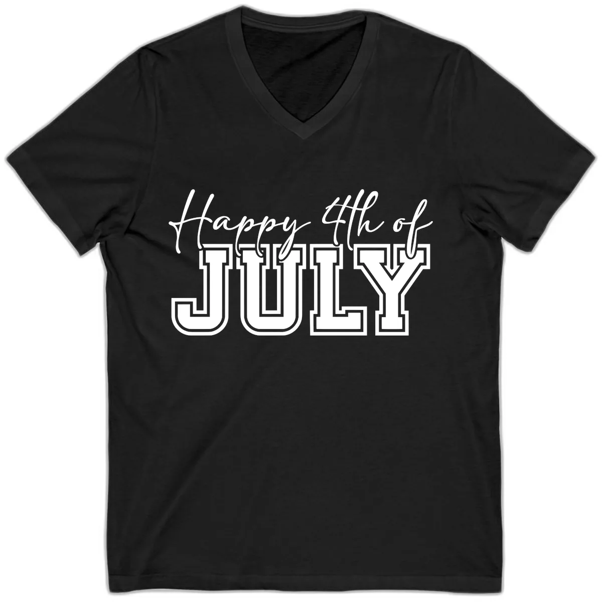 Happy 4th of July Patriotic Design V-Neck in Black