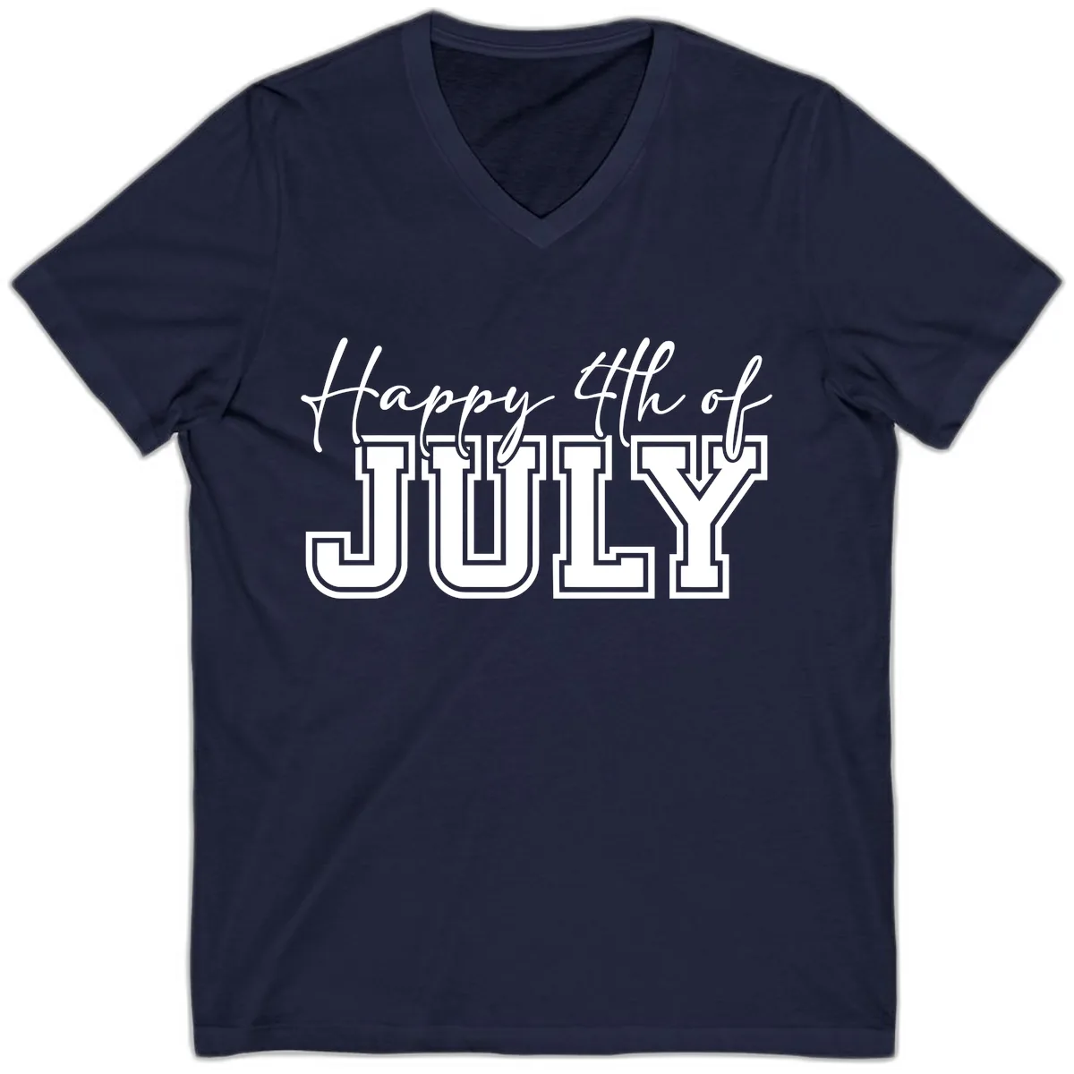 Happy 4th of July Patriotic Design V-Neck in Navy