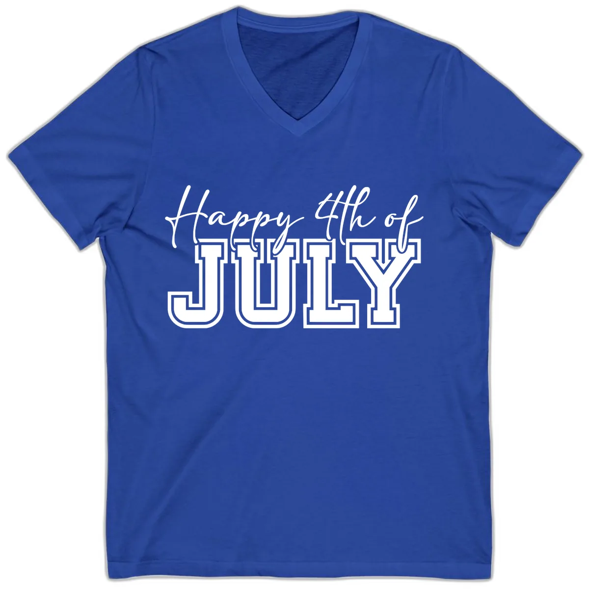Happy 4th of July Patriotic Design V-Neck in True Royal