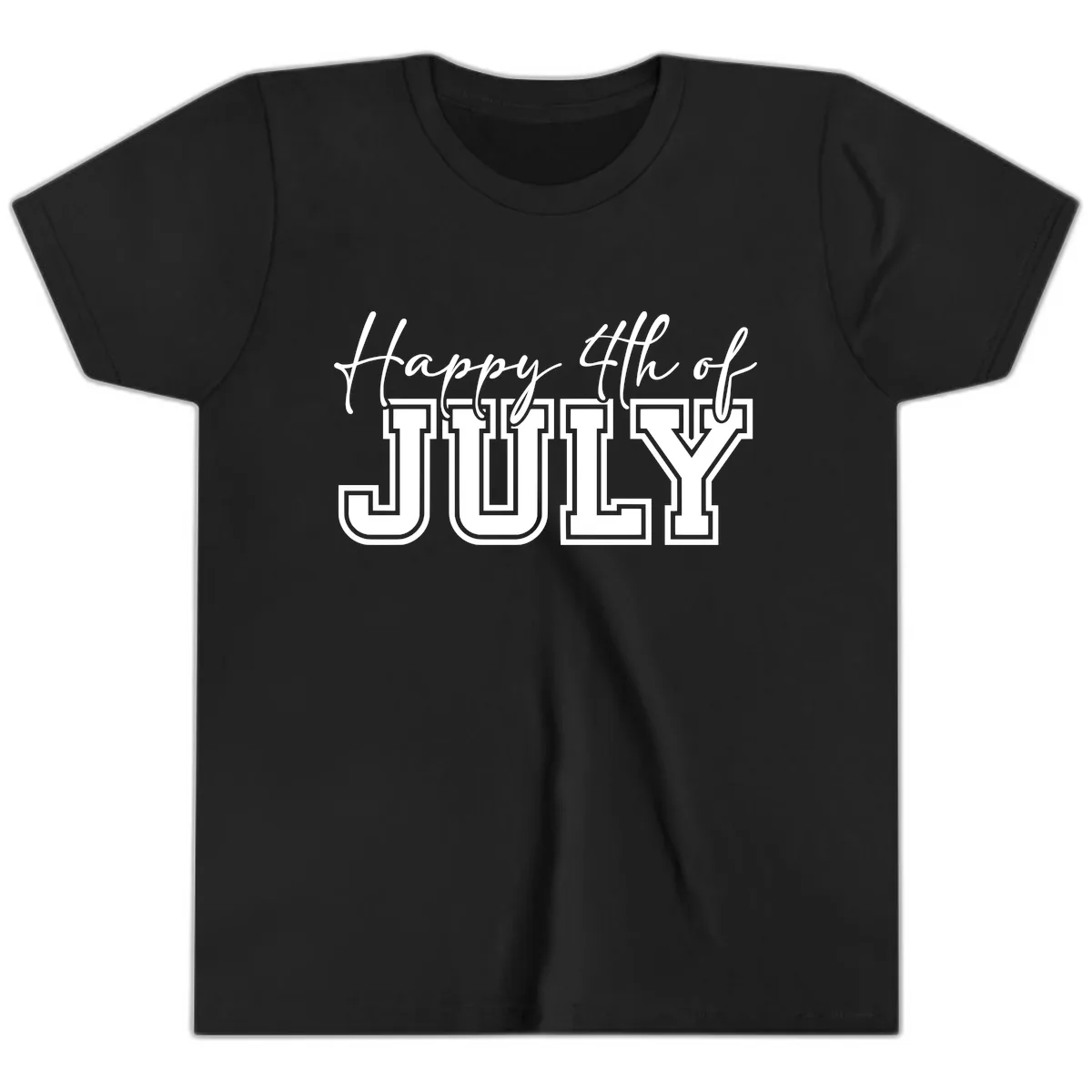 Happy 4th of July Patriotic Design Youth T-Shirt in Black