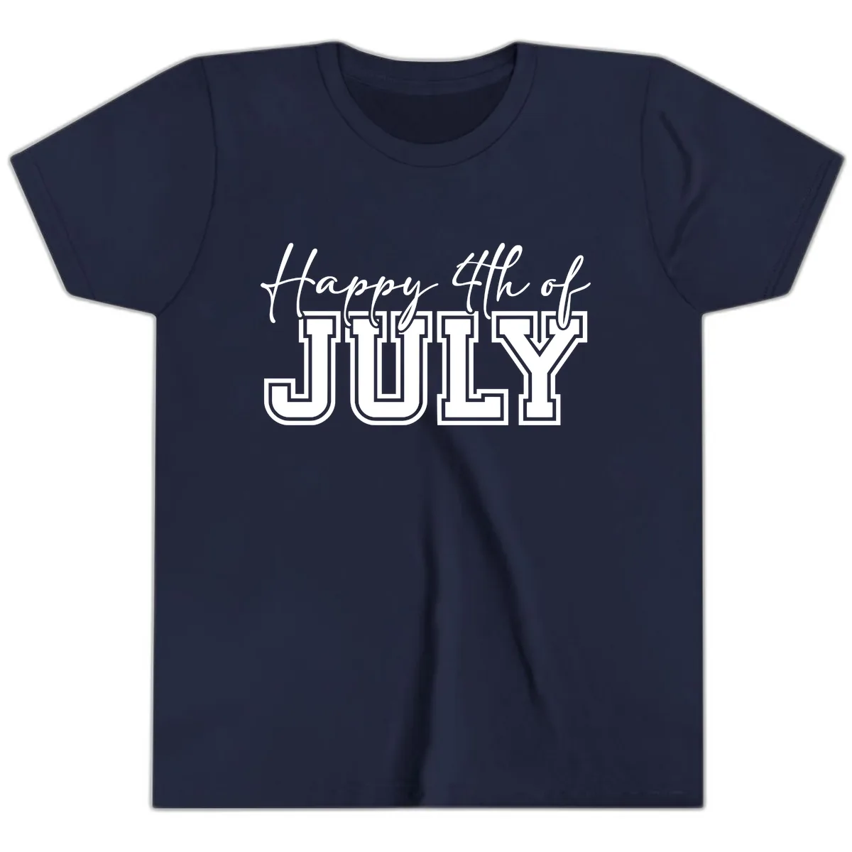 Happy 4th of July Patriotic Design Youth T-Shirt in Navy