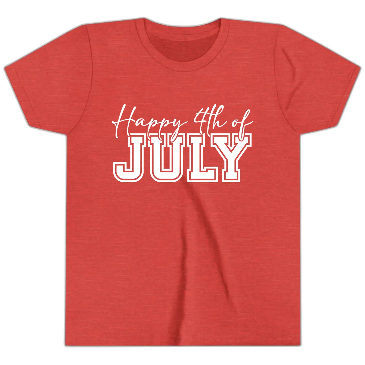 Happy 4th of July Patriotic Design Youth T-Shirt in Heather Red