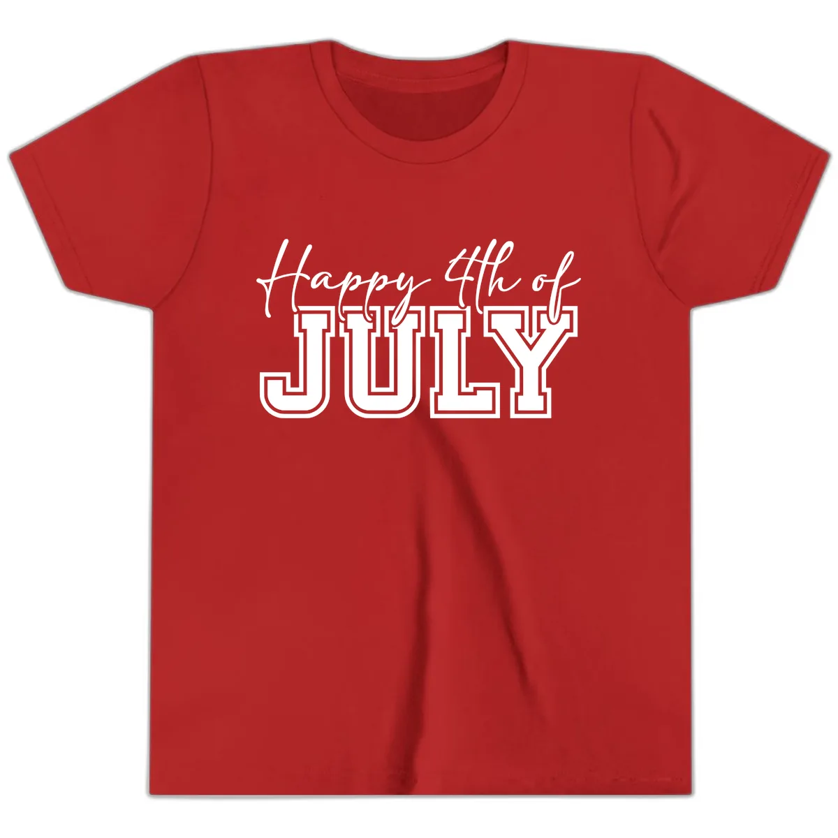 Happy 4th of July Patriotic Design Youth T-Shirt in Red