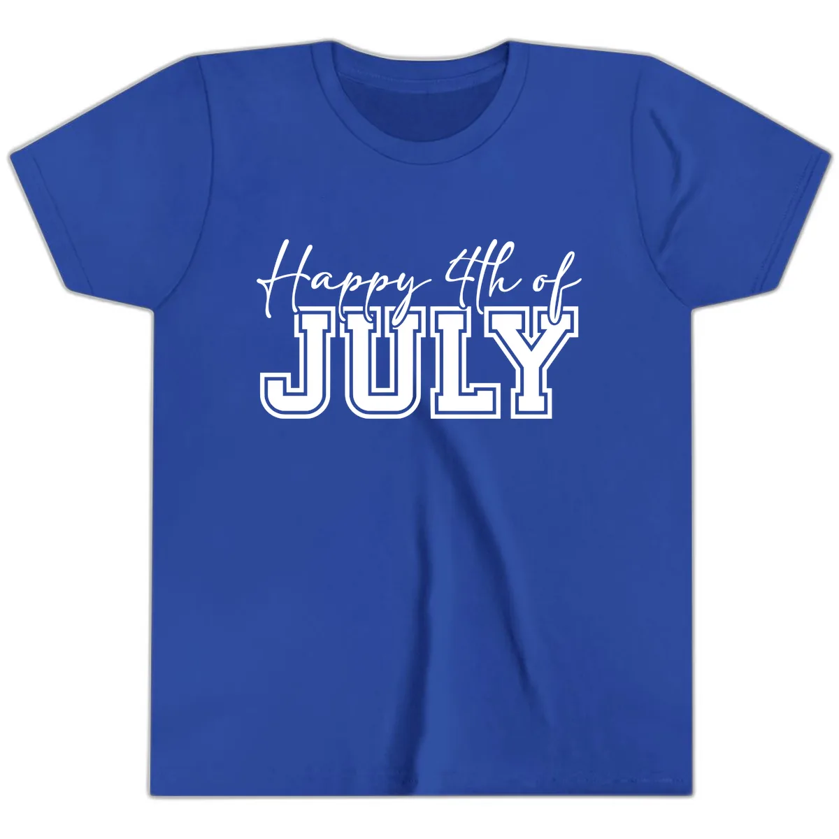 Happy 4th of July Patriotic Design Youth T-Shirt in True Royal