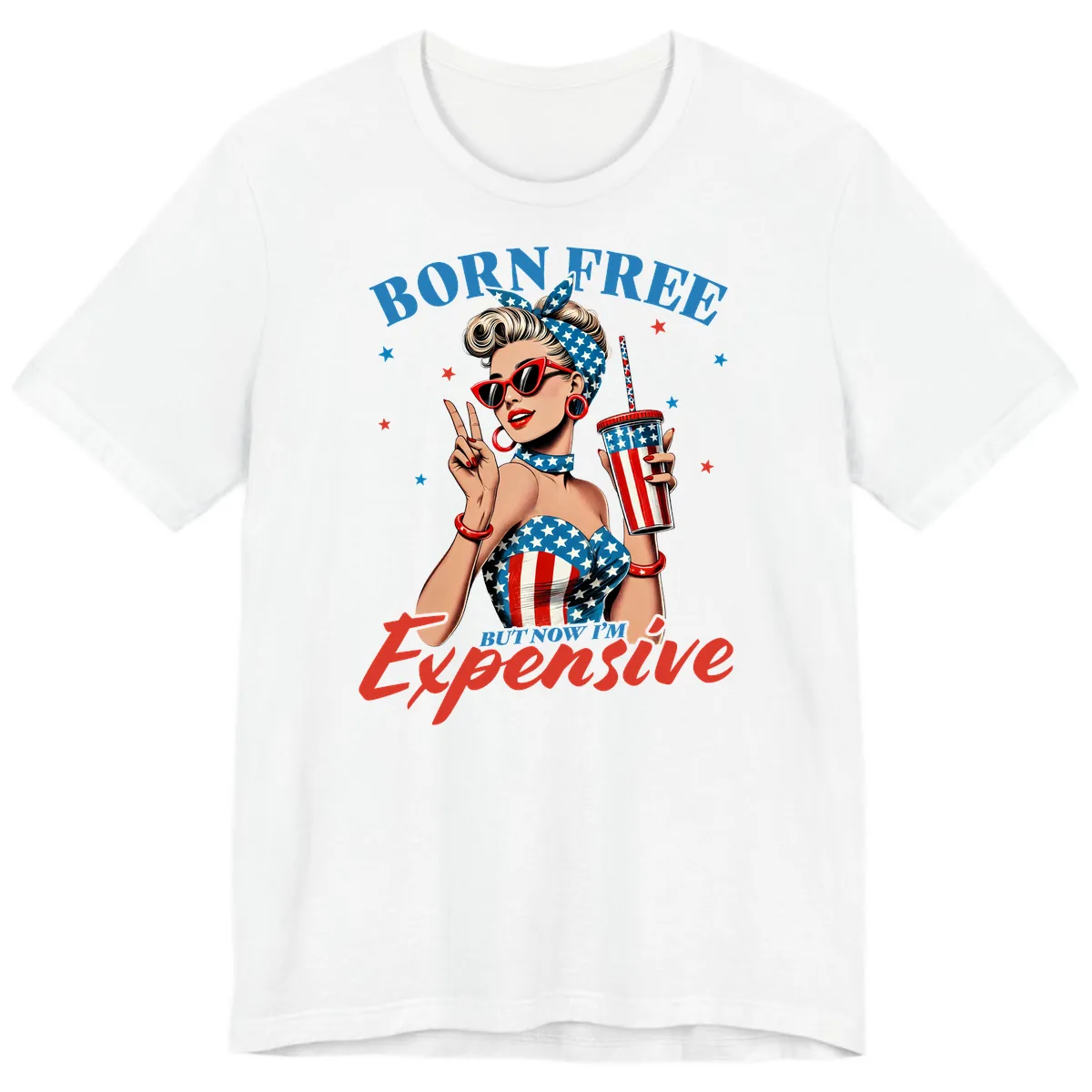 Born Free But Now I'm Expensive Pinup Girl Premium T-Shirt in White